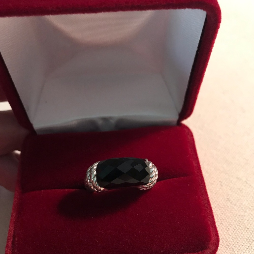 Judith Ripka sterling black onyx ring size 6